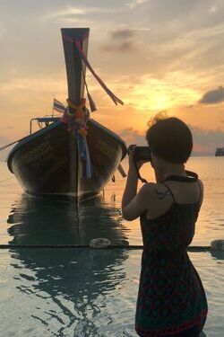 lucy catching the sunrise in Koh Phi Phi